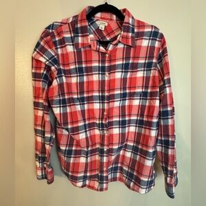 L.L. Bean Boys Casual Red and Blue Checkered Button Down Shirt Large